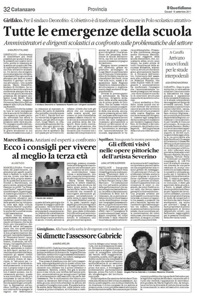 Il Quotidiano della Calabria del 15 settembre 2011