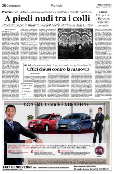 Il Quotidiano della Calabria del 17 settembre 2011